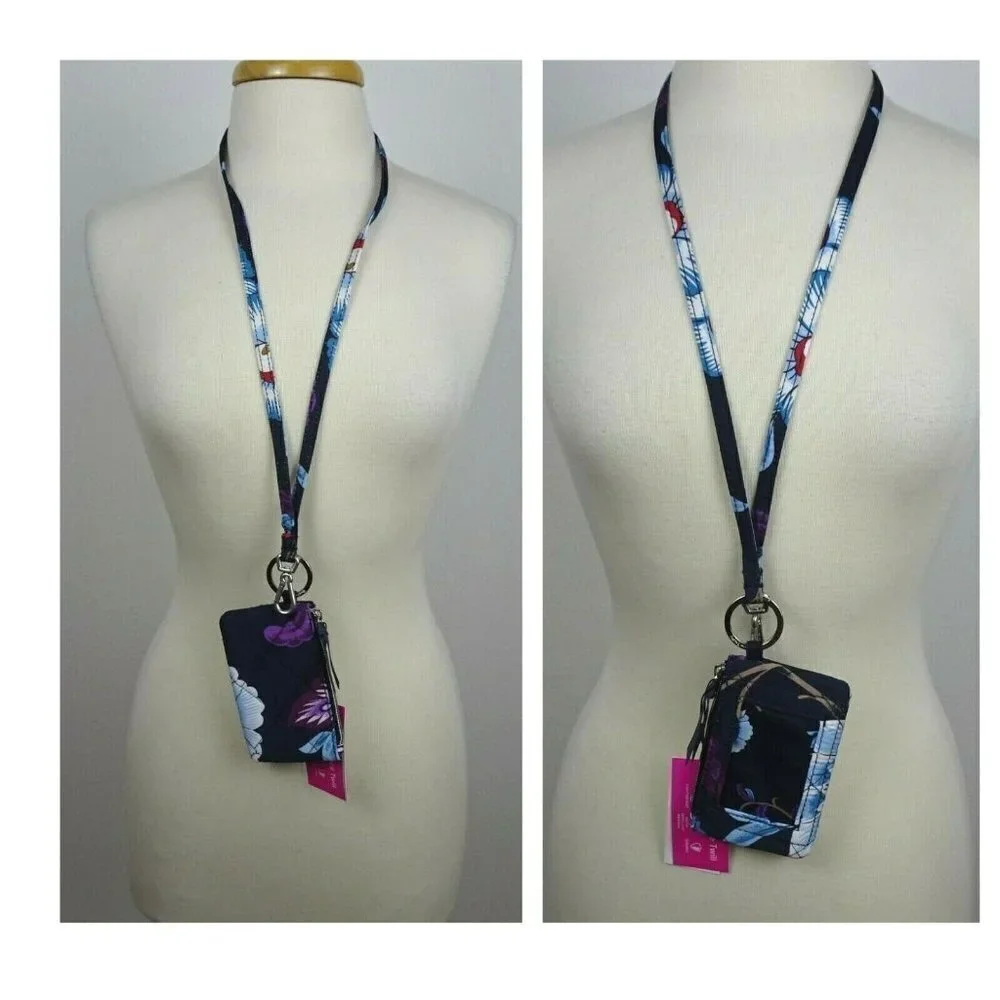 Vera Bradley MAYFAIR in BLOOM Zip ID Card Case & Lanyard Holder Water Repellant
